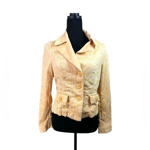 Vintage John Carlisle Orange Floral Hippie Retro Blazer Button Jacket Size M